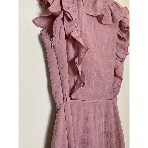 Saints Secrets Ruffle V-neck Mini Dress Pale Rose M Y2K Babydoll Chic Feminine - Picture 10 of 13